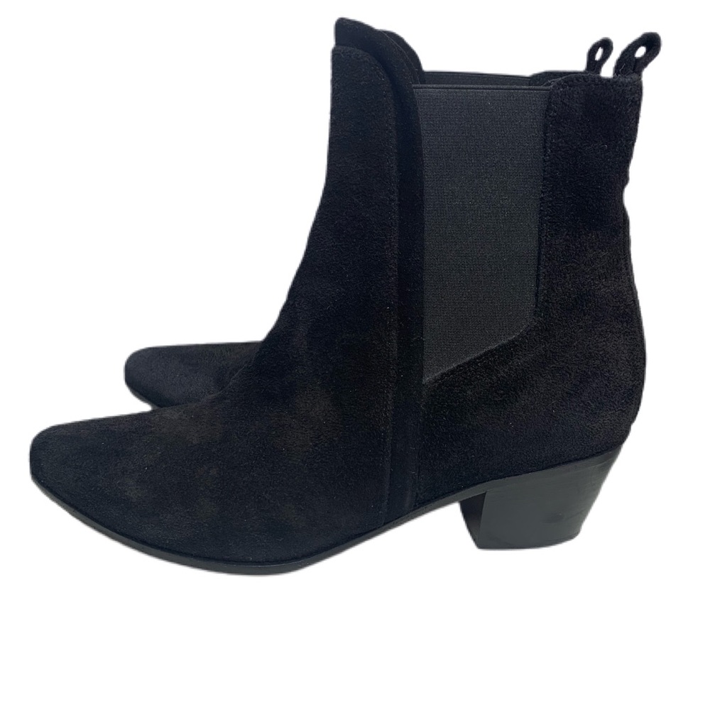 IRO Black Suede Kate Heeled Booties Pointed Toe Boots Size 6.5 37